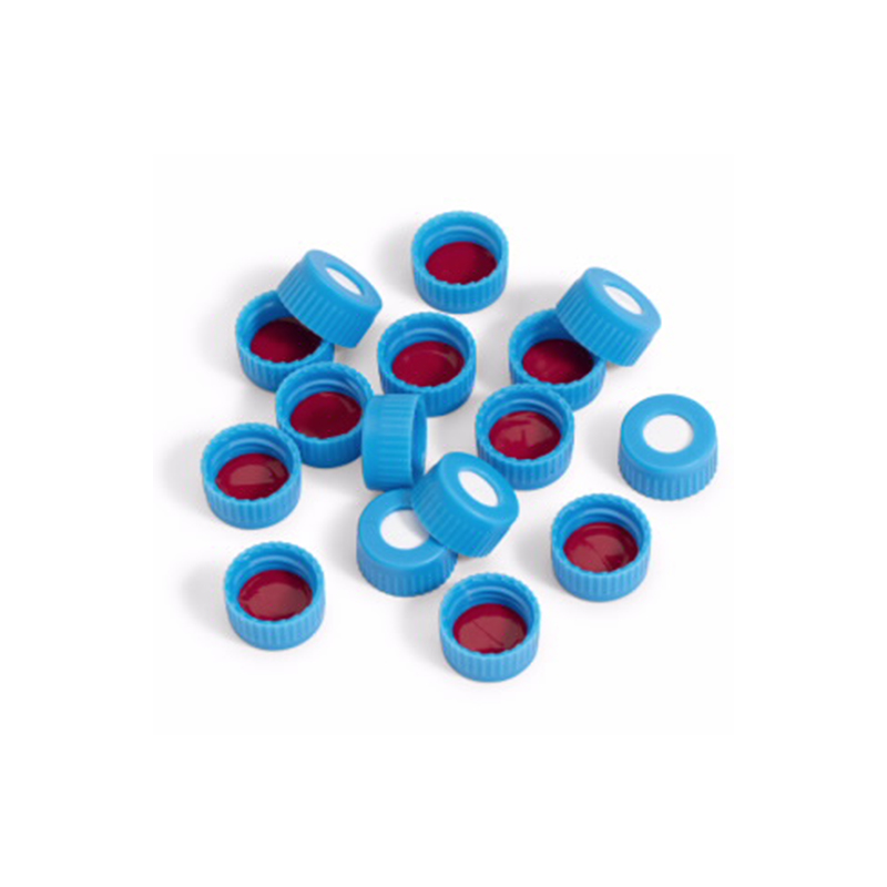 安捷伦Agilent 瓶盖，螺口，蓝色预开口的固定 PTFE/硅橡胶隔垫100/包